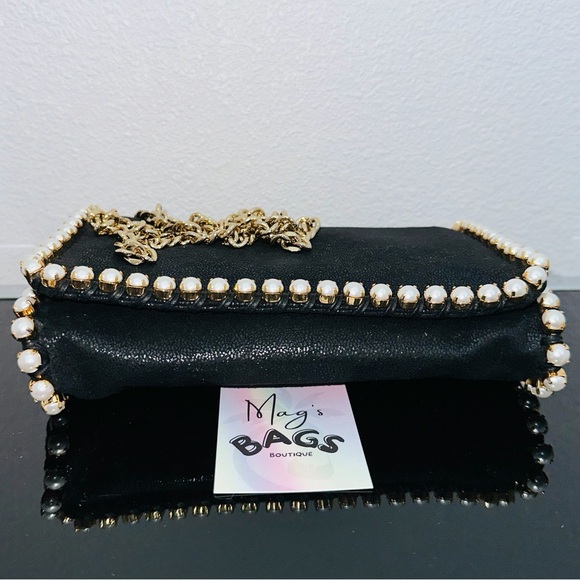 Stella McCartney: Pearl Shimmer Vegan Leather Falabella Crossbody Clutch Bag - Picture 12 of 16